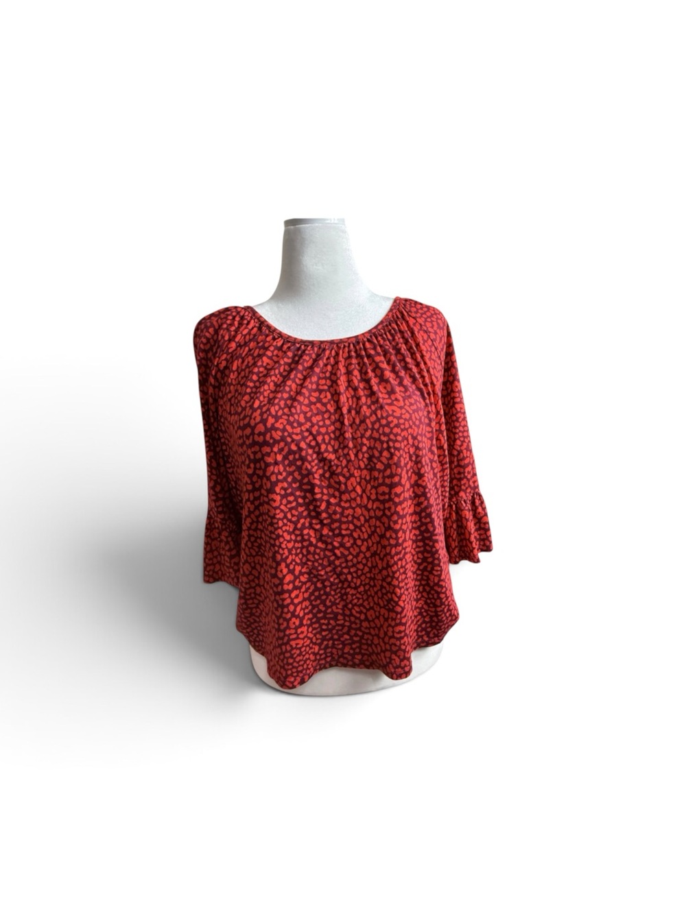 Michael Kors Red Printed Scoop Neck Blouse size medium
